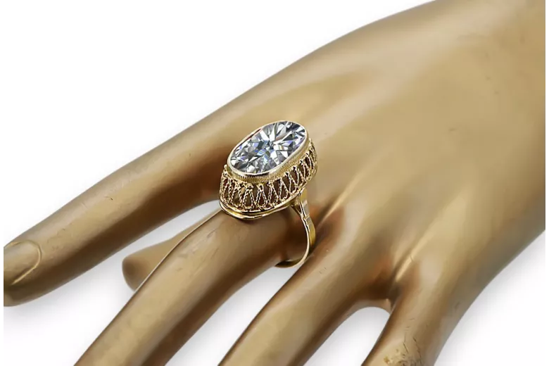 Циркон 14K Жовте золото Каблучка Вінтаж стиль vrc129y